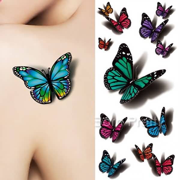 Beautiful 3D Butterfly Tattoo Design Image