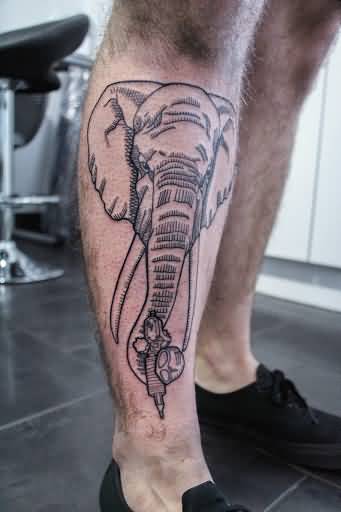 Trunk Up Elephant Tattoo