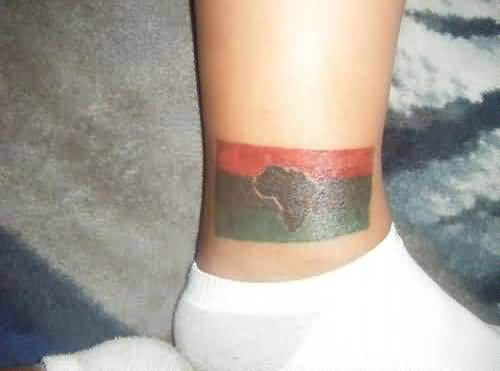Simple African Small Map Tattoo On Leg