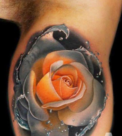 Realistic Rose Tattoo Design Idea Made By Andres Acosta